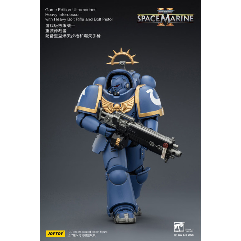 JoyToy - Space Marines II - Ultramarines - Heavy Intercessor with Heavy Bolt Rifle and Bolt Pistol 1/18