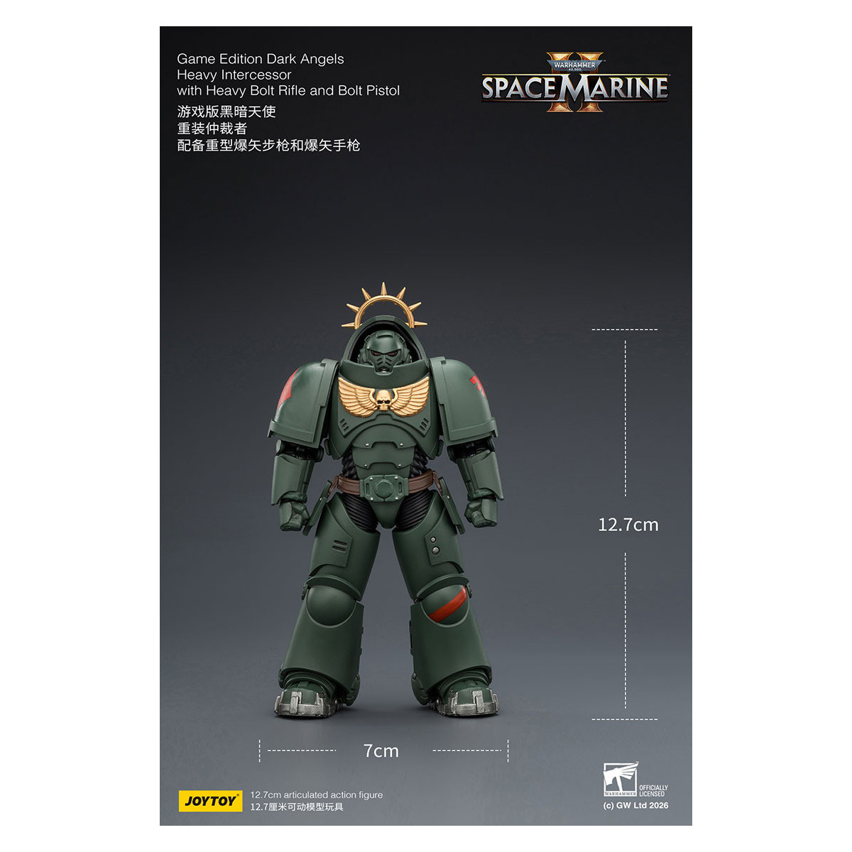 JoyToy - Space Marines II - Dark Angels - Heavy Intercessor with Heavy Bolt Rifle and Bolt Pistol 1/18