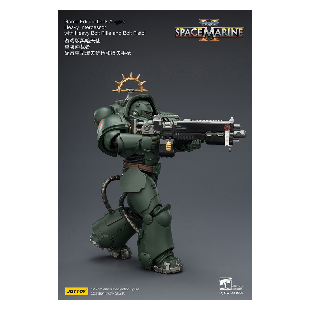 JoyToy - Space Marines II - Dark Angels - Heavy Intercessor with Heavy Bolt Rifle and Bolt Pistol 1/18