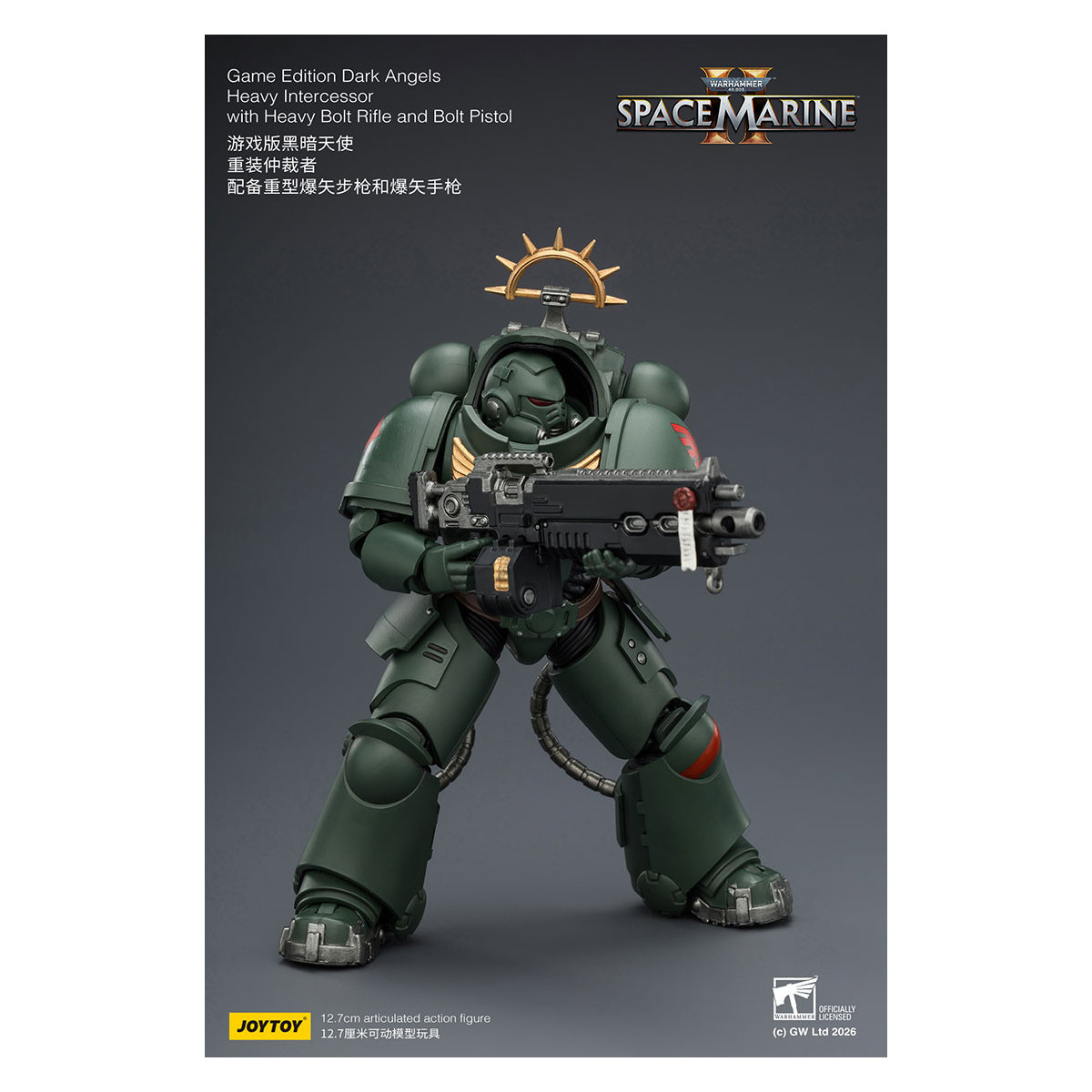 JoyToy - Space Marines II - Dark Angels - Heavy Intercessor with Heavy Bolt Rifle and Bolt Pistol 1/18