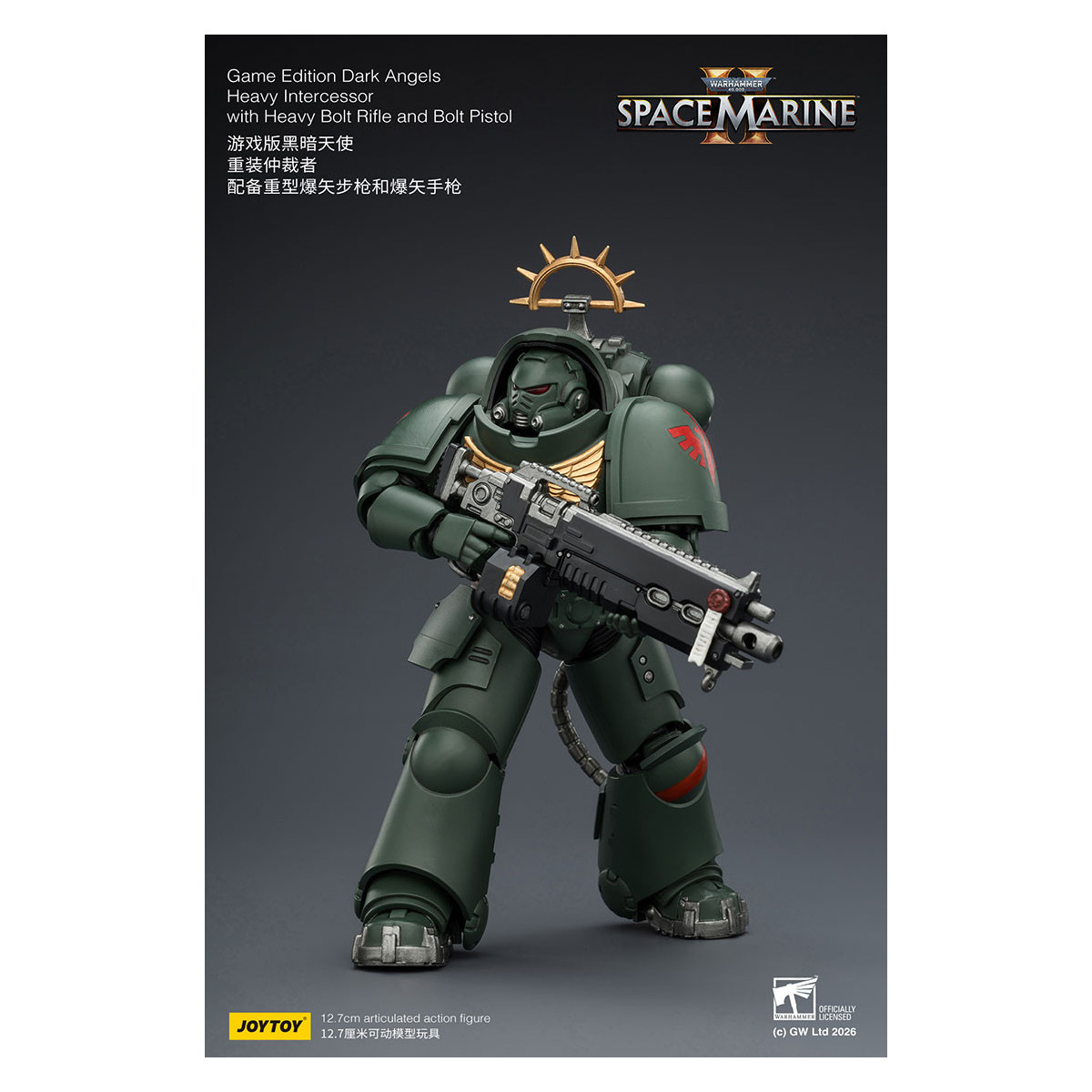 JoyToy - Space Marines II - Dark Angels - Heavy Intercessor with Heavy Bolt Rifle and Bolt Pistol 1/18