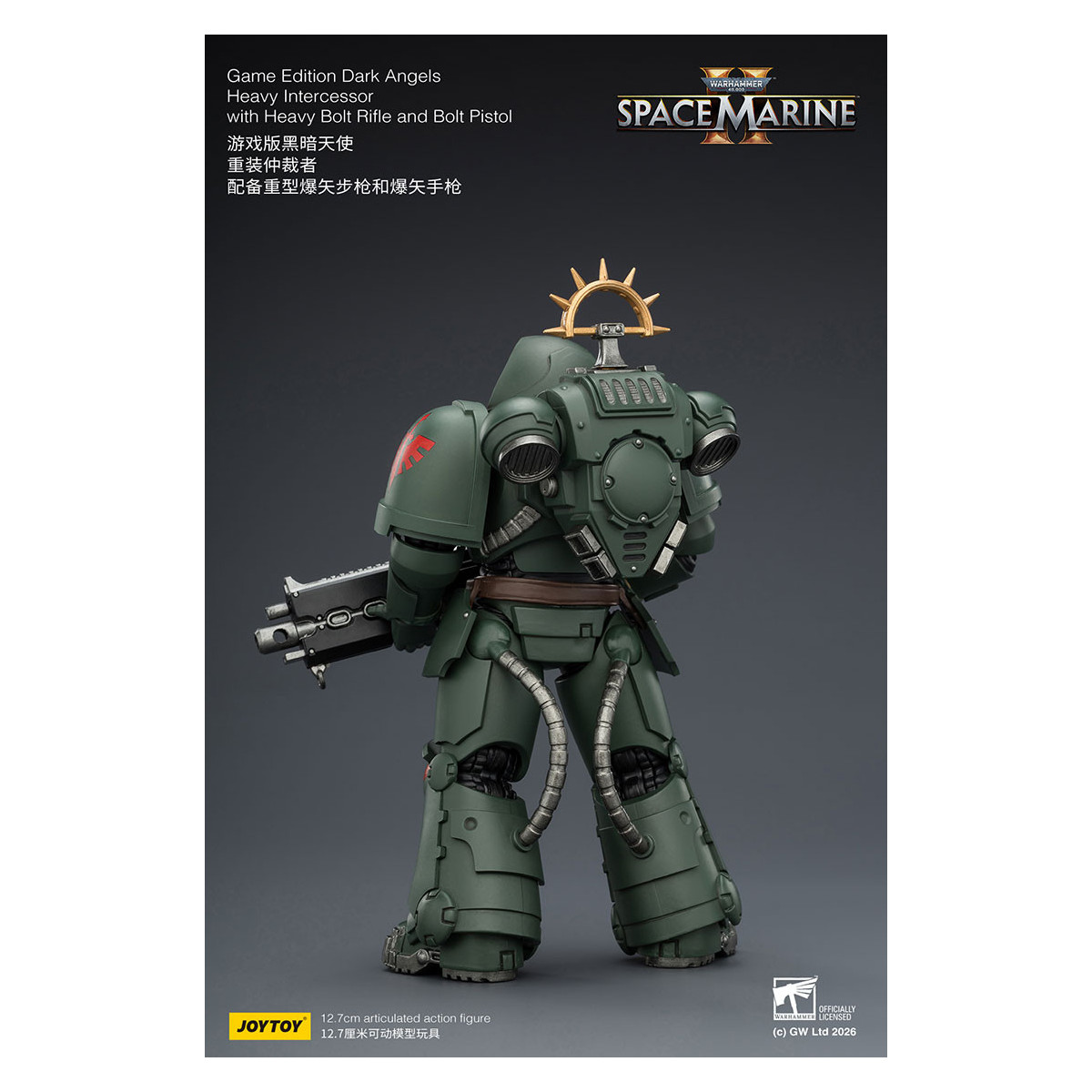 JoyToy - Space Marines II - Dark Angels - Heavy Intercessor with Heavy Bolt Rifle and Bolt Pistol 1/18