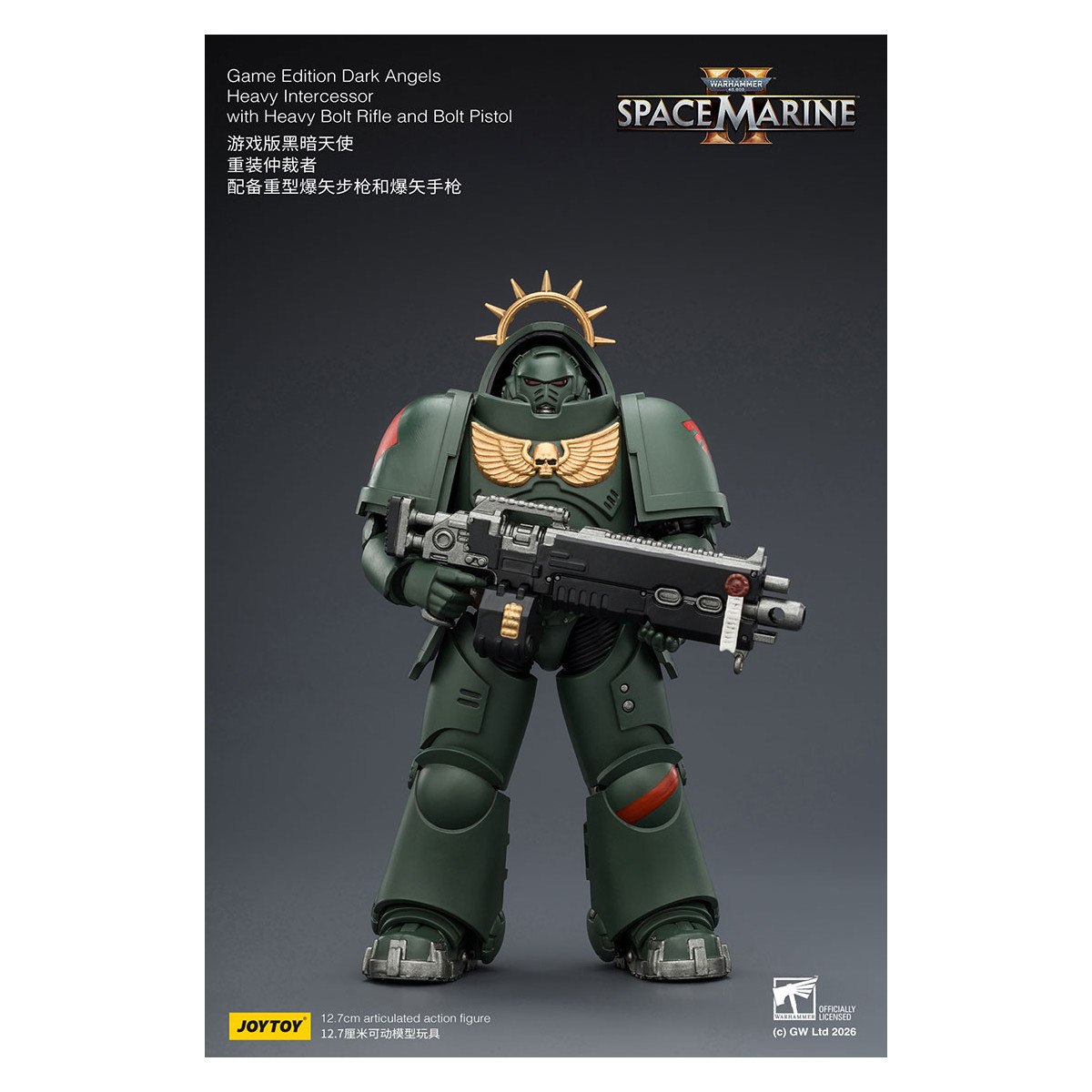 JoyToy - Space Marines II - Dark Angels - Heavy Intercessor with Heavy Bolt Rifle and Bolt Pistol 1/18