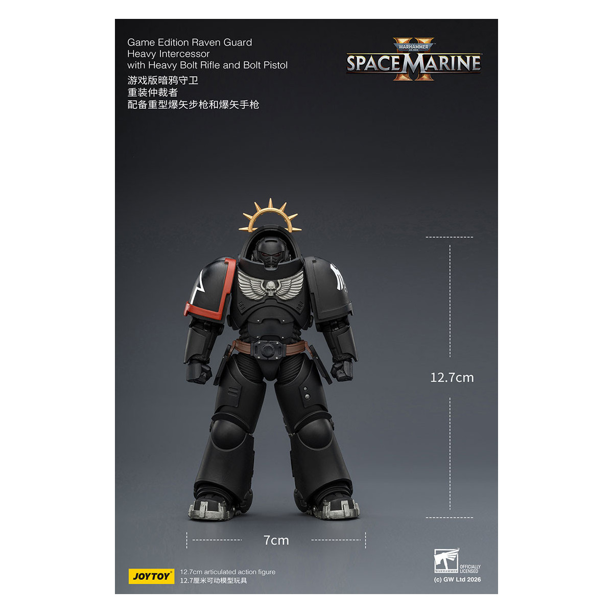 JoyToy - Space Marines II - Raven Guard - Heavy Intercessor with Heavy Bolt Rifle and Bolt Pistol 1/18