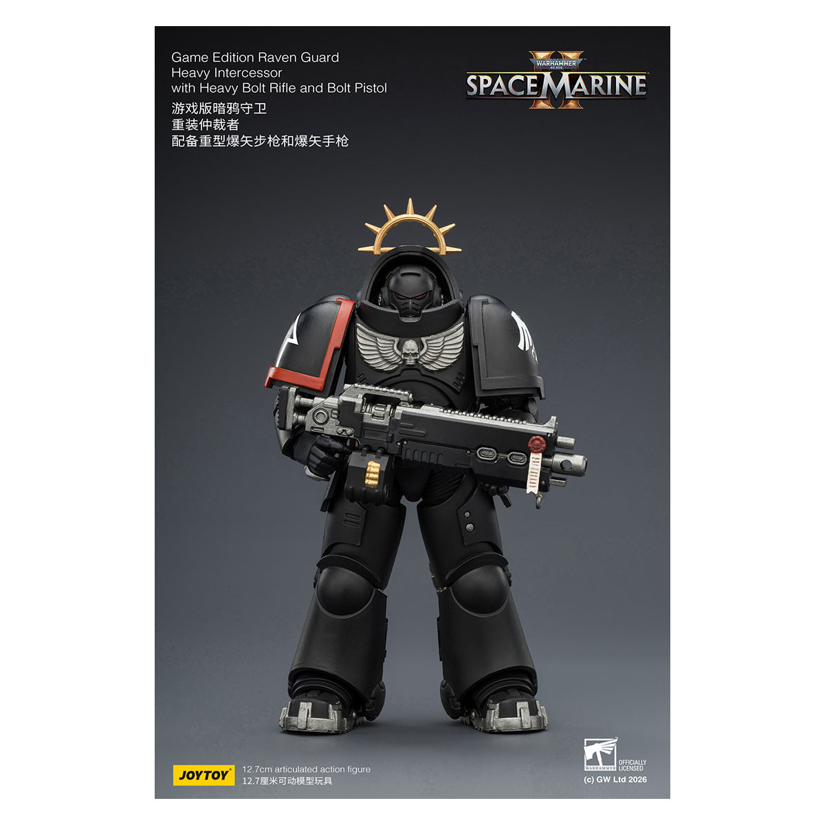 JoyToy - Space Marines II - Raven Guard - Heavy Intercessor with Heavy Bolt Rifle and Bolt Pistol 1/18