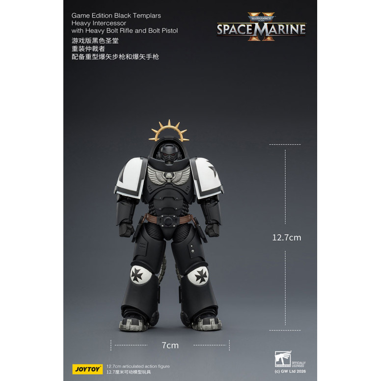 JoyToy - Space Marines II - Black Templars - Heavy Intercessor with Heavy Bolt Rifle and Bolt Pistol 1/18