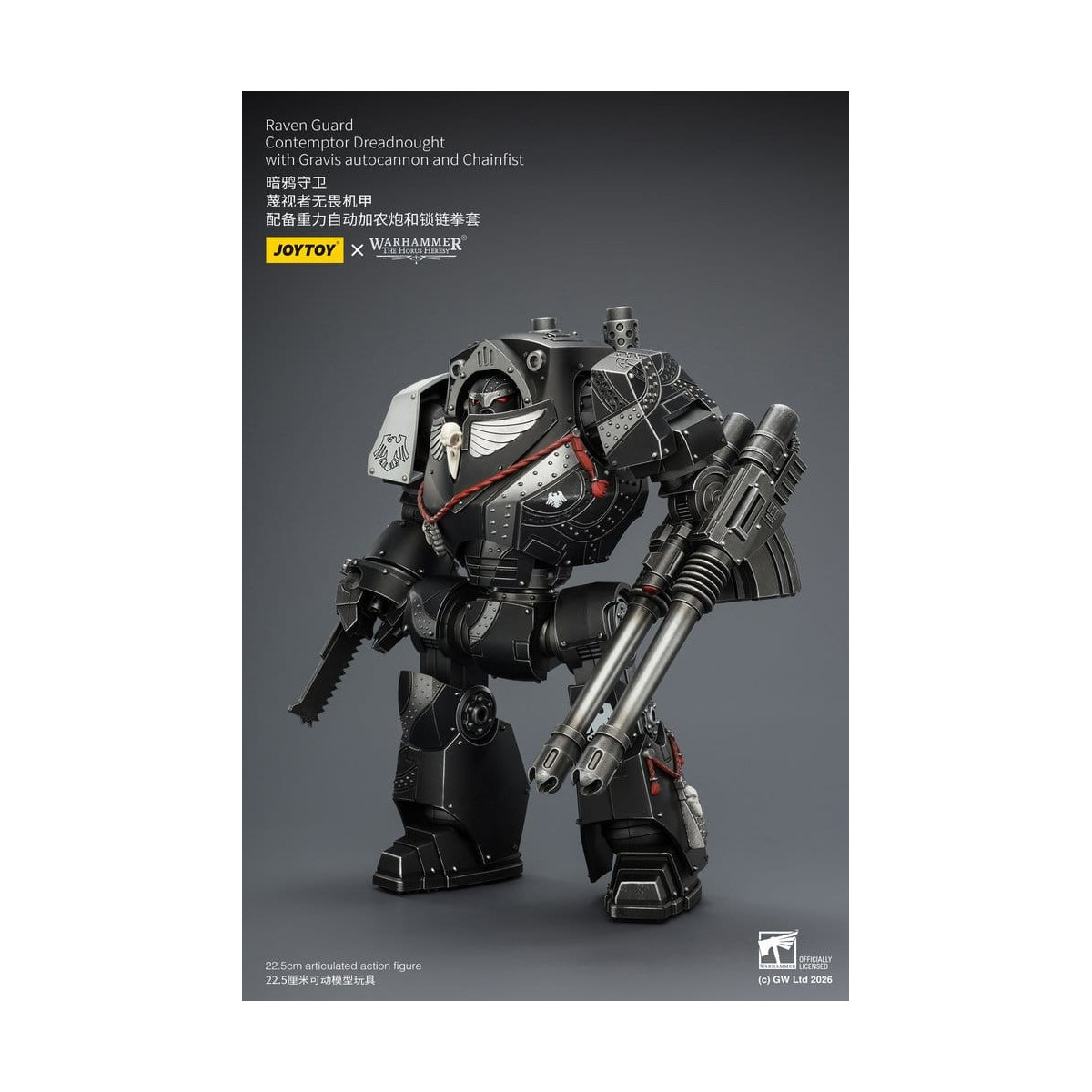 JoyToy Space Marines - Raven Guard - Contemptor Dreadnought with Gravis autocannon and Chainfist 1/18 - Warhammer 40k