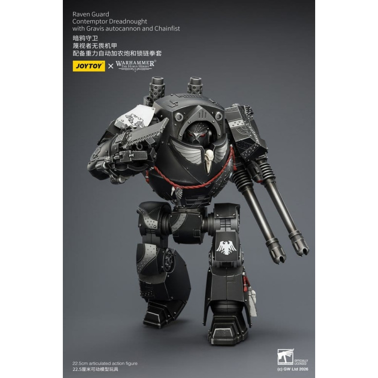 JoyToy Space Marines - Raven Guard - Contemptor Dreadnought with Gravis autocannon and Chainfist 1/18 - Warhammer 40k