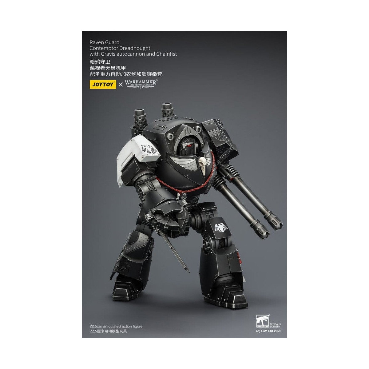 JoyToy Space Marines - Raven Guard - Contemptor Dreadnought with Gravis autocannon and Chainfist 1/18 - Warhammer 40k