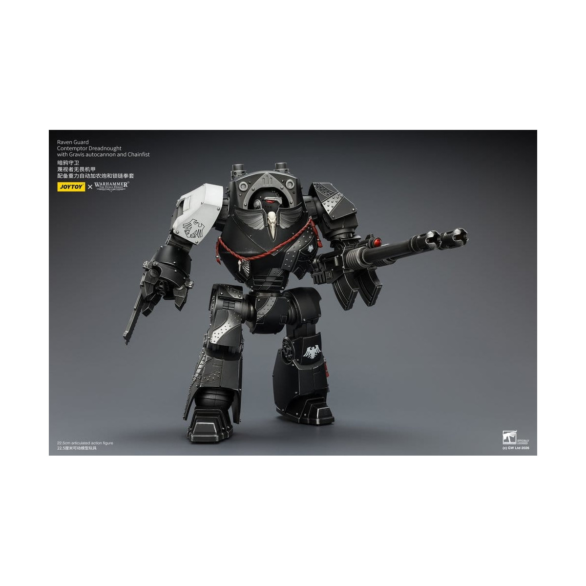 JoyToy Space Marines - Raven Guard - Contemptor Dreadnought with Gravis autocannon and Chainfist 1/18 - Warhammer 40k