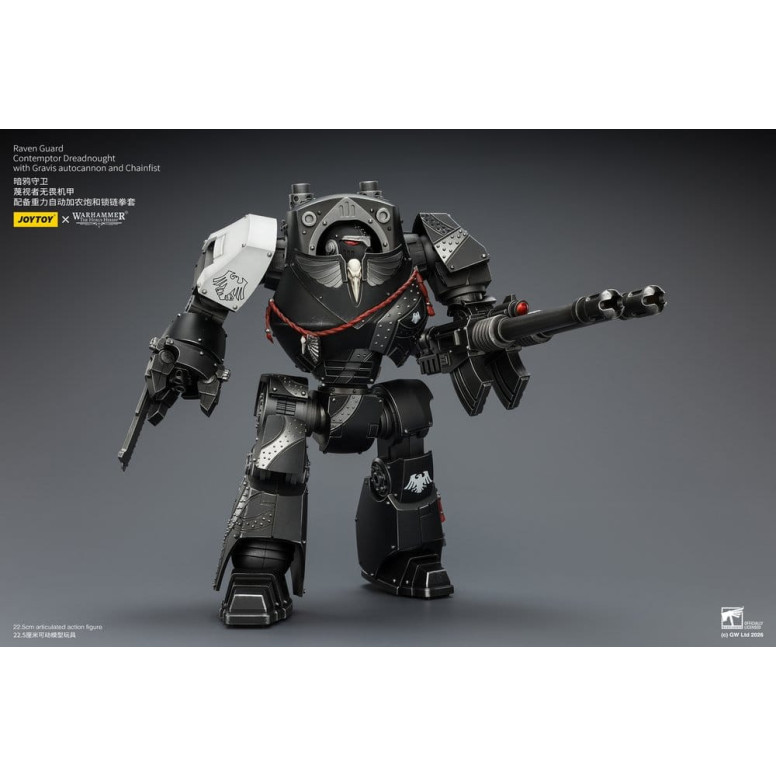 JoyToy Space Marines - Raven Guard - Contemptor Dreadnought with Gravis autocannon and Chainfist 1/18 - Warhammer 40k