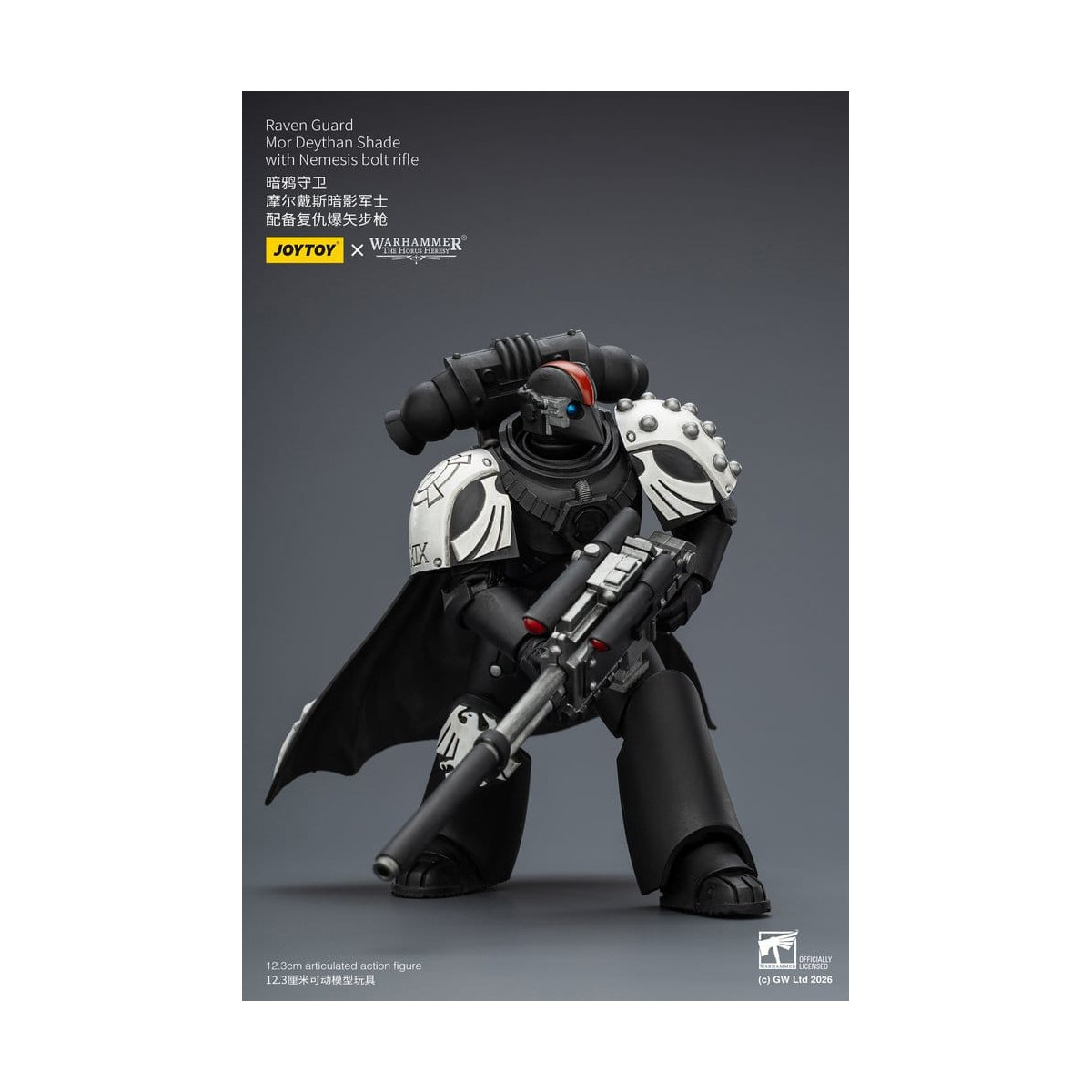 JoyToy Space Marines - Raven Guard - Mor Deythan Shade with Nemesis bolt rifle 1/18 - Warhammer 40k