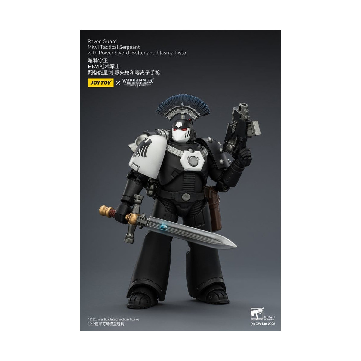 Joytoy - Warhammer - Raven Guard MKVI Tactical Sergeant with Power Sword, Bolter and Plasma Pistol