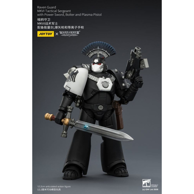Joytoy - Warhammer - Raven Guard MKVI Tactical Sergeant with Power Sword, Bolter and Plasma Pistol