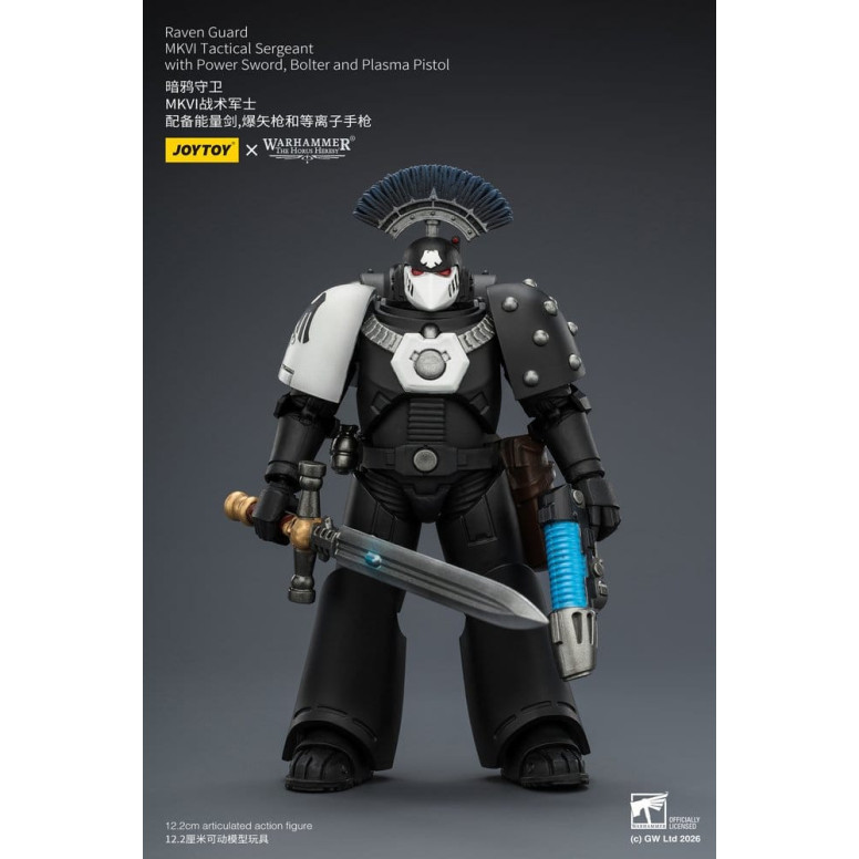 Joytoy - Warhammer - Raven Guard MKVI Tactical Sergeant with Power Sword, Bolter and Plasma Pistol