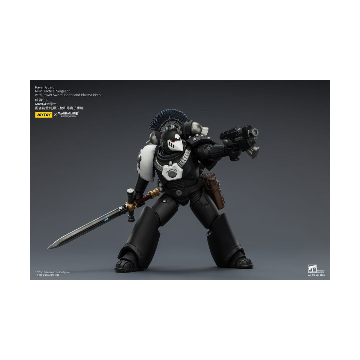 Joytoy - Warhammer - Raven Guard MKVI Tactical Sergeant with Power Sword, Bolter and Plasma Pistol