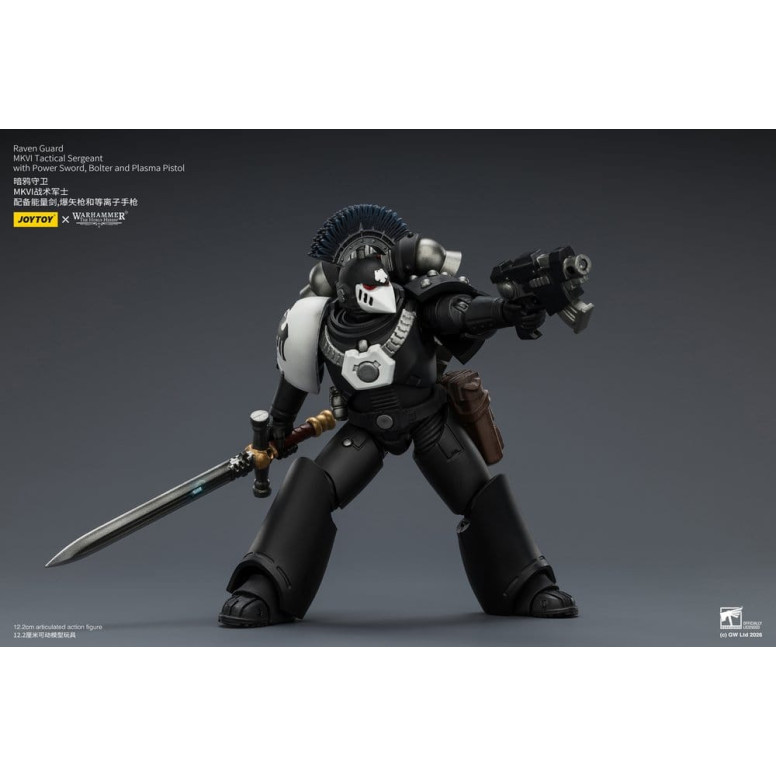 Joytoy - Warhammer - Raven Guard MKVI Tactical Sergeant with Power Sword, Bolter and Plasma Pistol