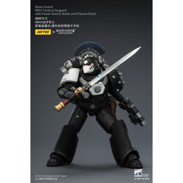 Joytoy - Warhammer - Raven Guard MKVI Tactical Sergeant with Power Sword, Bolter and Plasma Pistol
