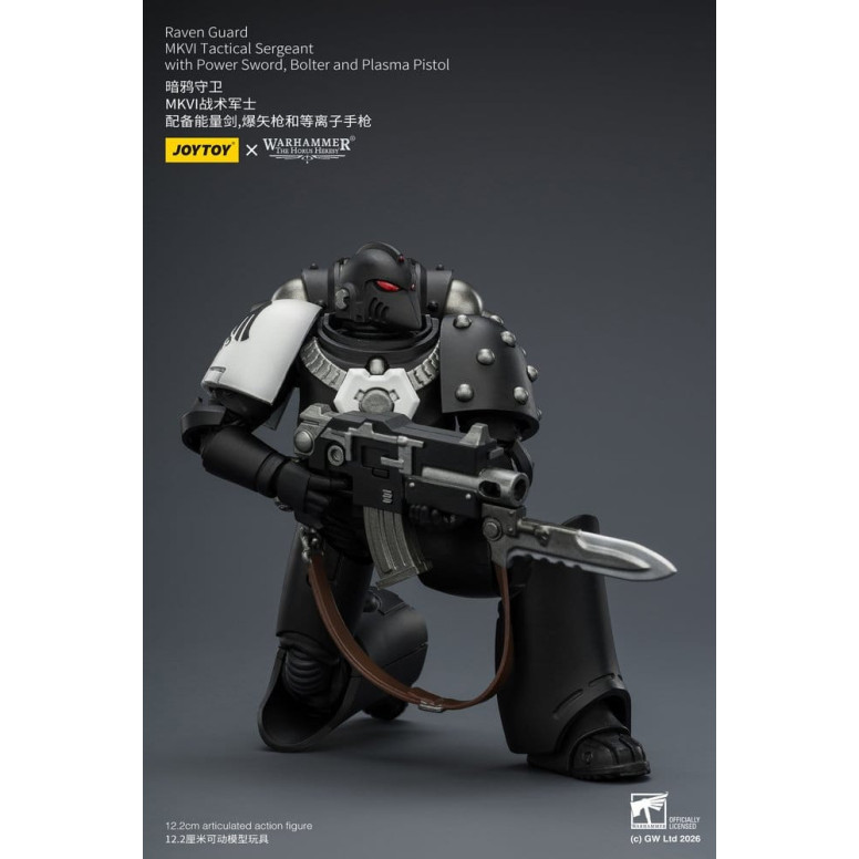 Joytoy - Warhammer - Raven Guard MKVI Tactical Sergeant with Power Sword, Bolter and Plasma Pistol