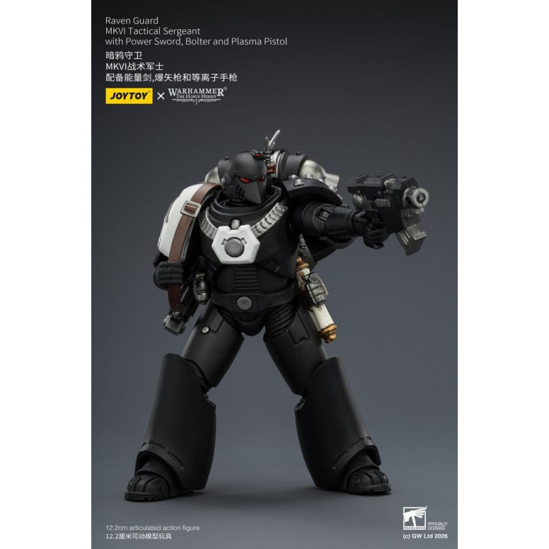 Joytoy - Warhammer - Raven Guard MKVI Tactical Sergeant with Power Sword, Bolter and Plasma Pistol