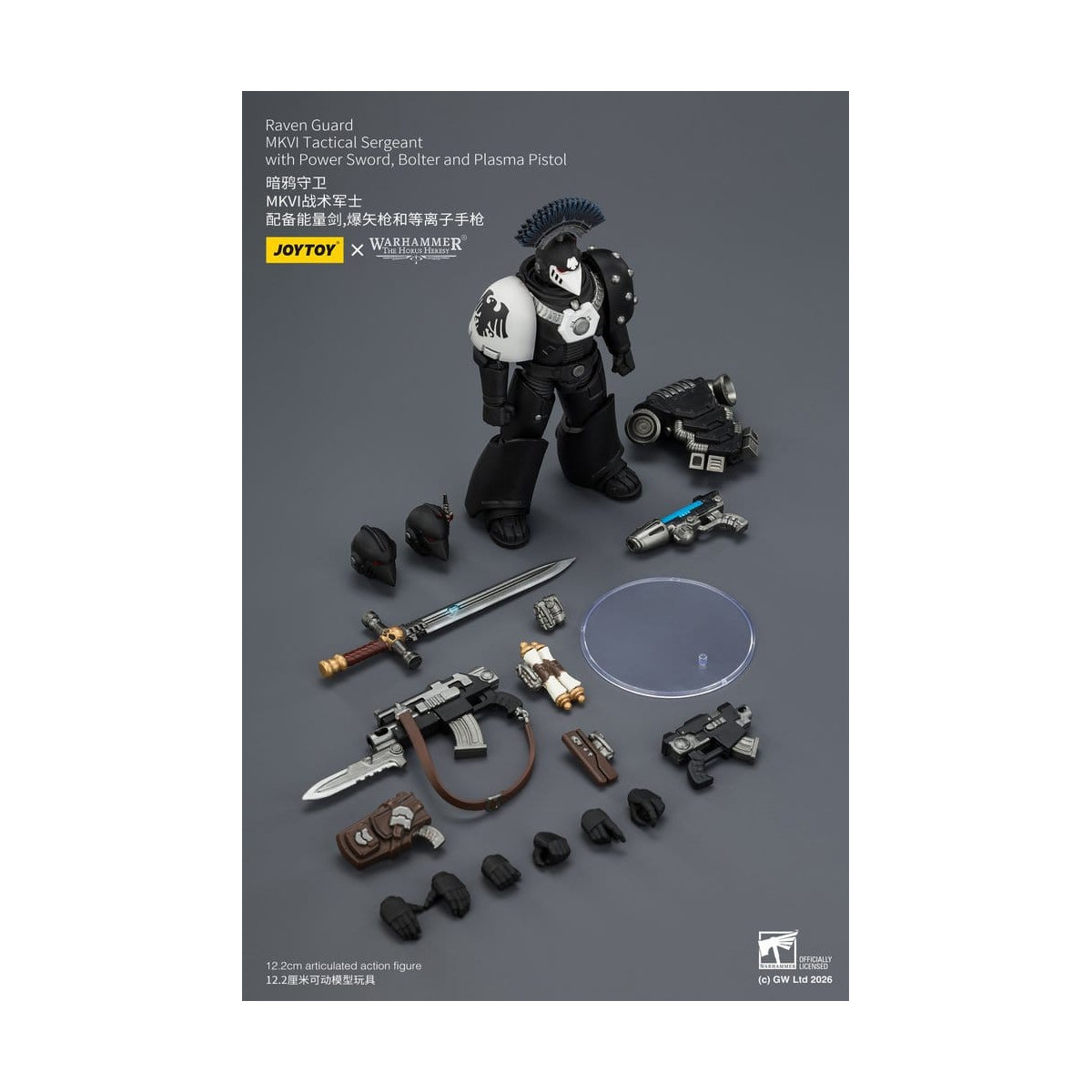 Joytoy - Warhammer - Raven Guard MKVI Tactical Sergeant with Power Sword, Bolter and Plasma Pistol