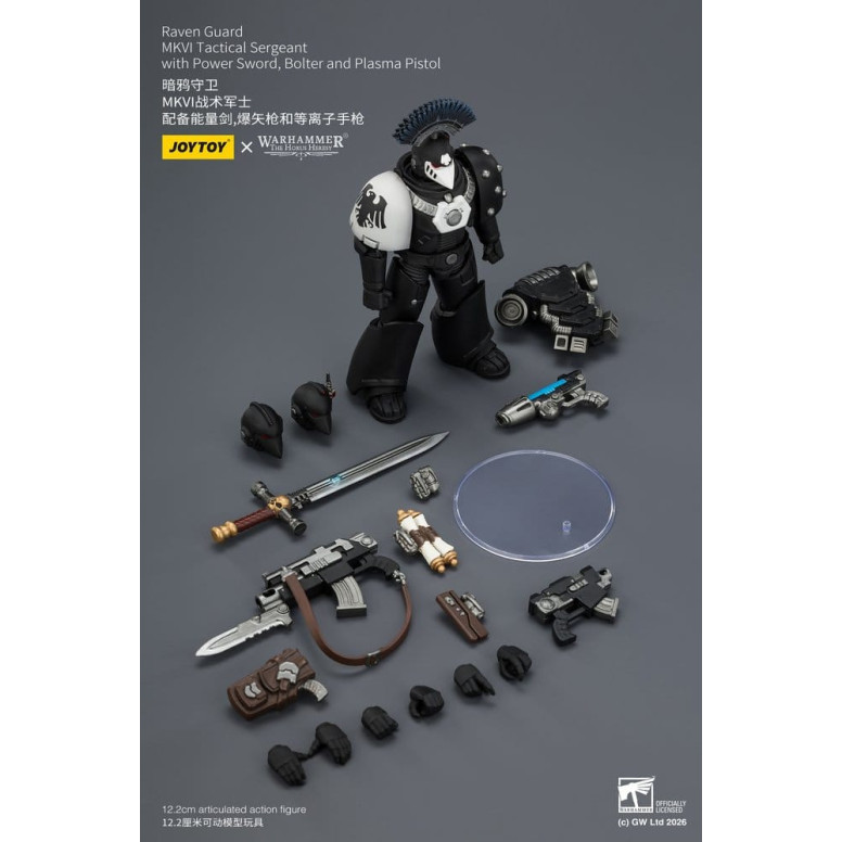 Joytoy - Warhammer - Raven Guard MKVI Tactical Sergeant with Power Sword, Bolter and Plasma Pistol