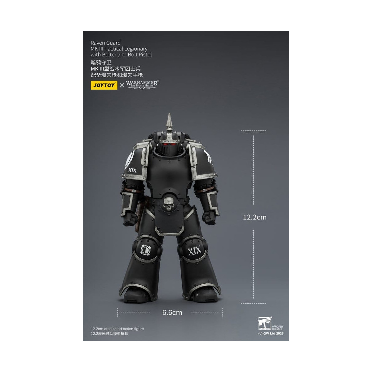 Joytoy - Warhammer - Raven Guard Mk III Tactical Squad - Mk III Tactical Legionary with Bolter and Bolt Pistol 1/18