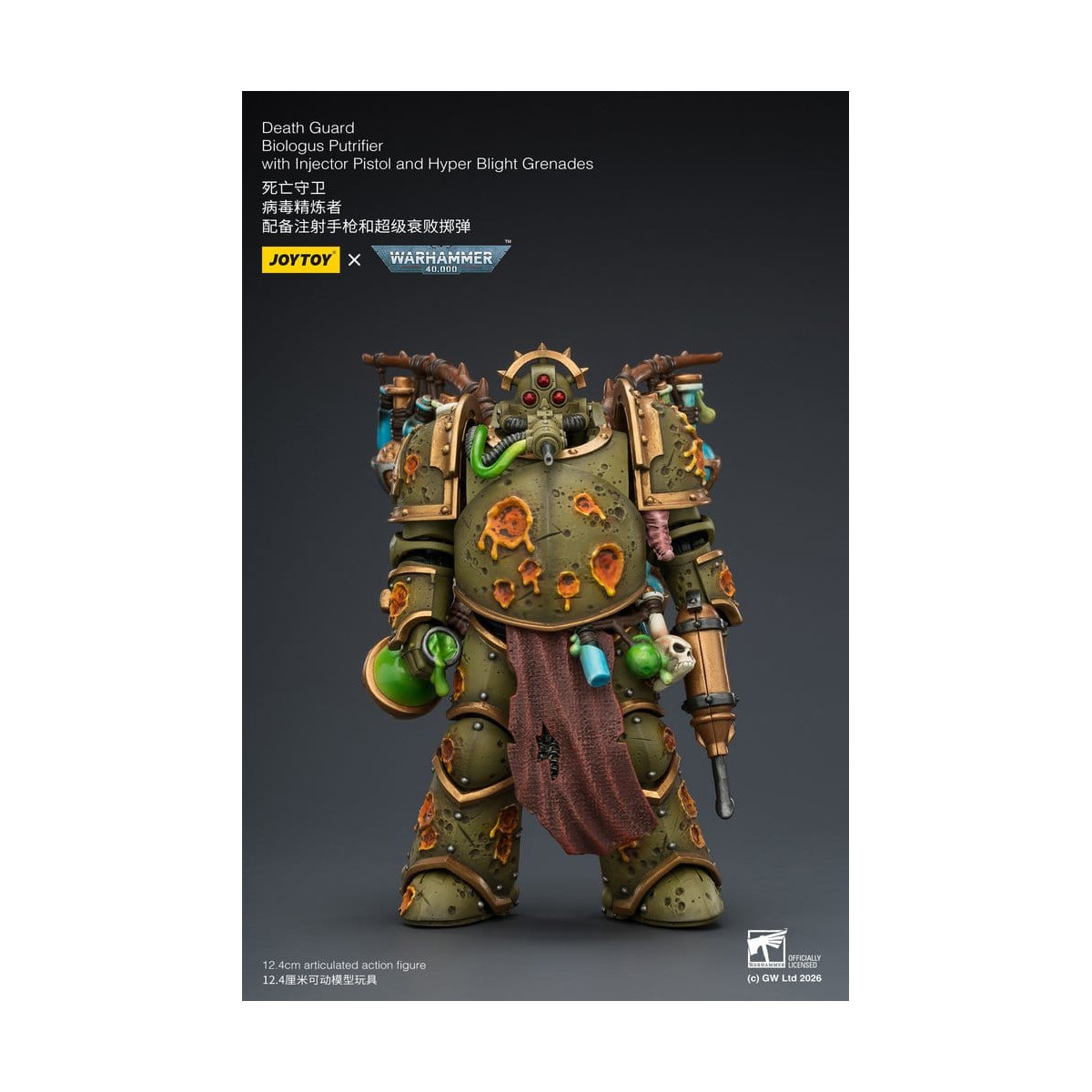 Joytoy - Death Guard - Biologus Putrifier with Injector Pistol and Hyper Blight Grenades 1/18 - Warhammer 40k