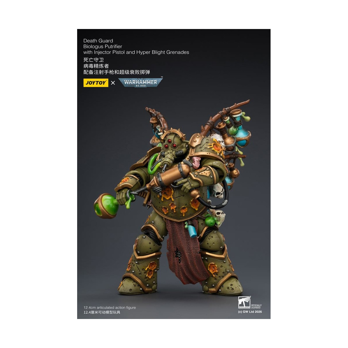 Joytoy - Death Guard - Biologus Putrifier with Injector Pistol and Hyper Blight Grenades 1/18 - Warhammer 40k