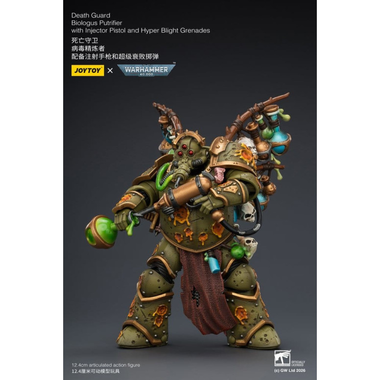 Joytoy - Death Guard - Biologus Putrifier with Injector Pistol and Hyper Blight Grenades 1/18 - Warhammer 40k