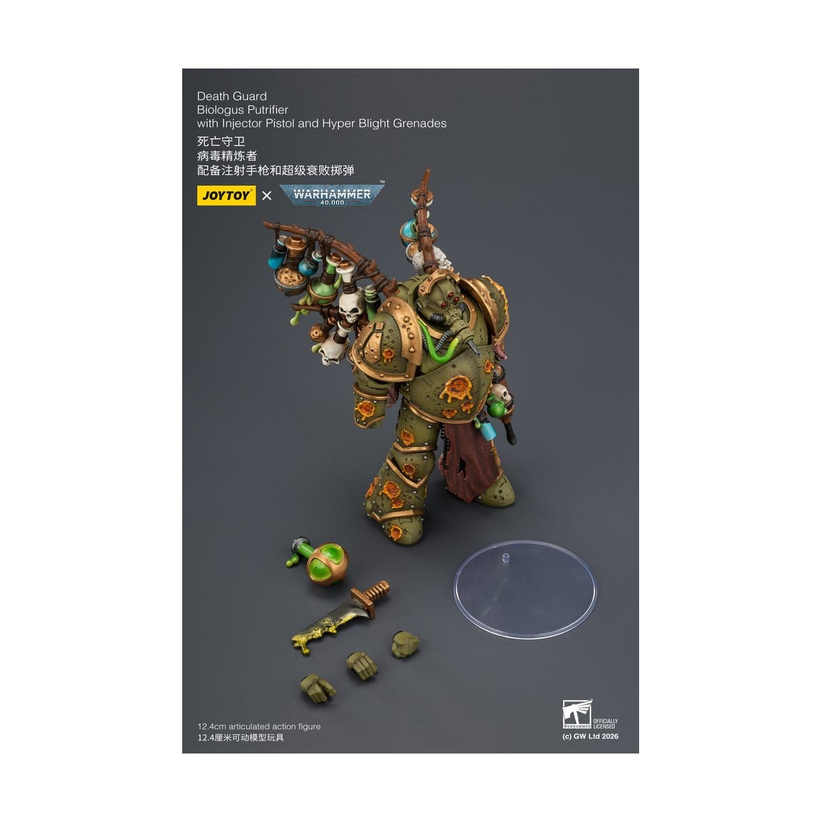 Joytoy - Death Guard - Biologus Putrifier with Injector Pistol and Hyper Blight Grenades 1/18 - Warhammer 40k