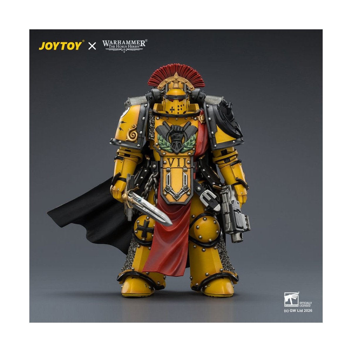 Joytoy - Warhammer - Imperial Fists - Legion Praetor in Mk III Rüstung mit Power Sword und Bolt Pistol - The Horus Heresy