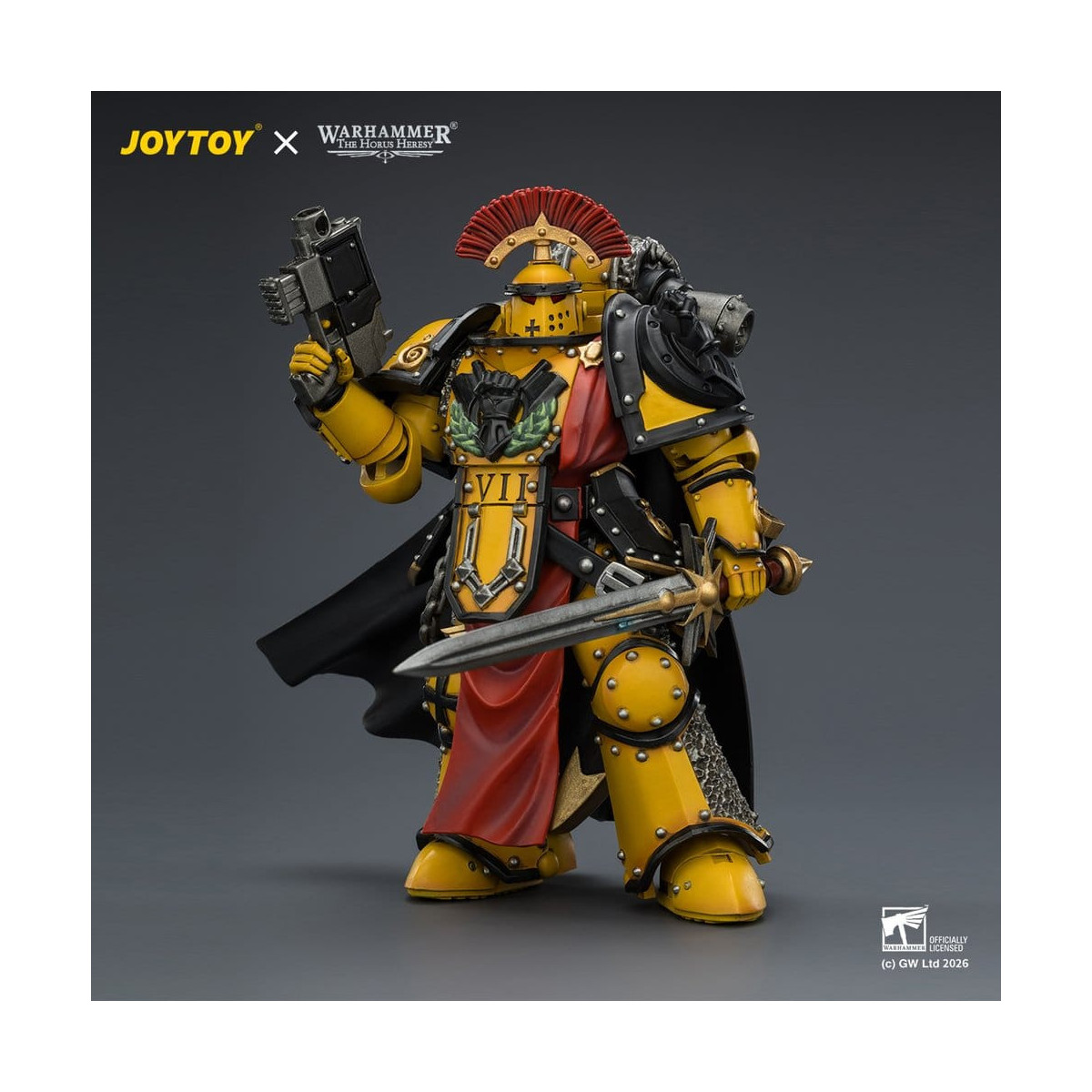Joytoy - Warhammer - Imperial Fists - Legion Praetor in Mk III Rüstung mit Power Sword und Bolt Pistol - The Horus Heresy