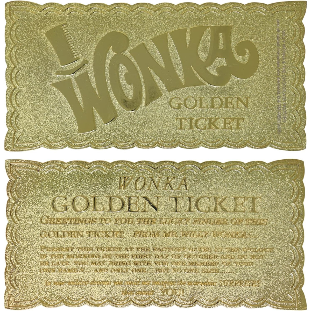 FaNaTtiK – Willy Wonka und die Schokoladenfabrik – Nachbildung „Golden Ticket Edition“ Sammlerausgabe