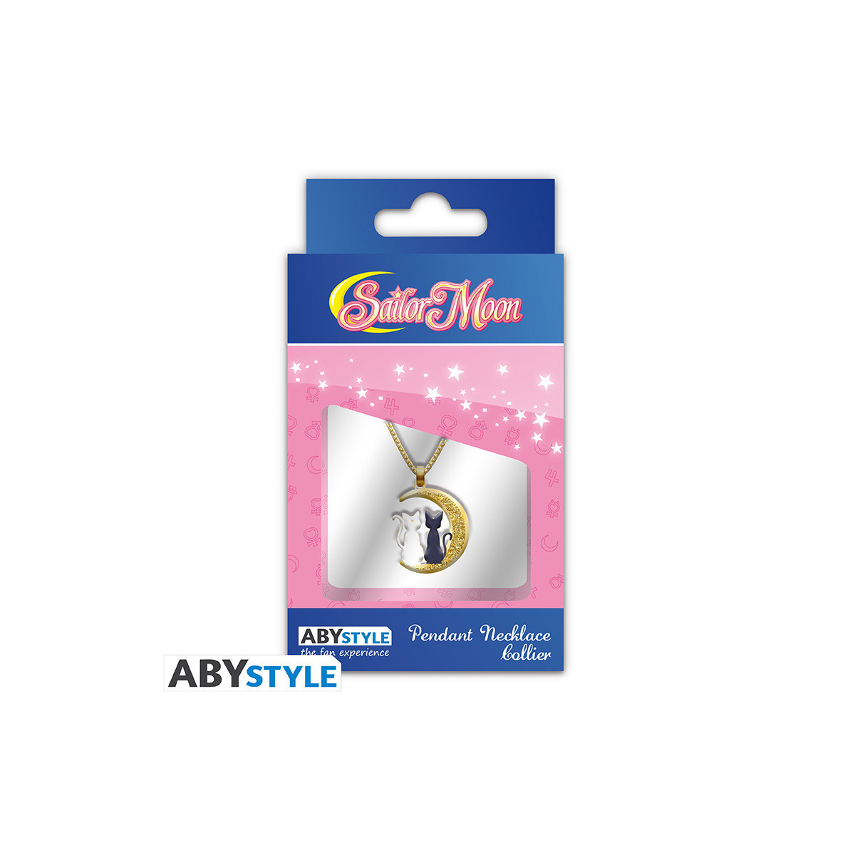 ABYstyle – Sailor Moon Halskette mit Anhänger „Katzen auf dem Mond“ – Luna & Artemis
