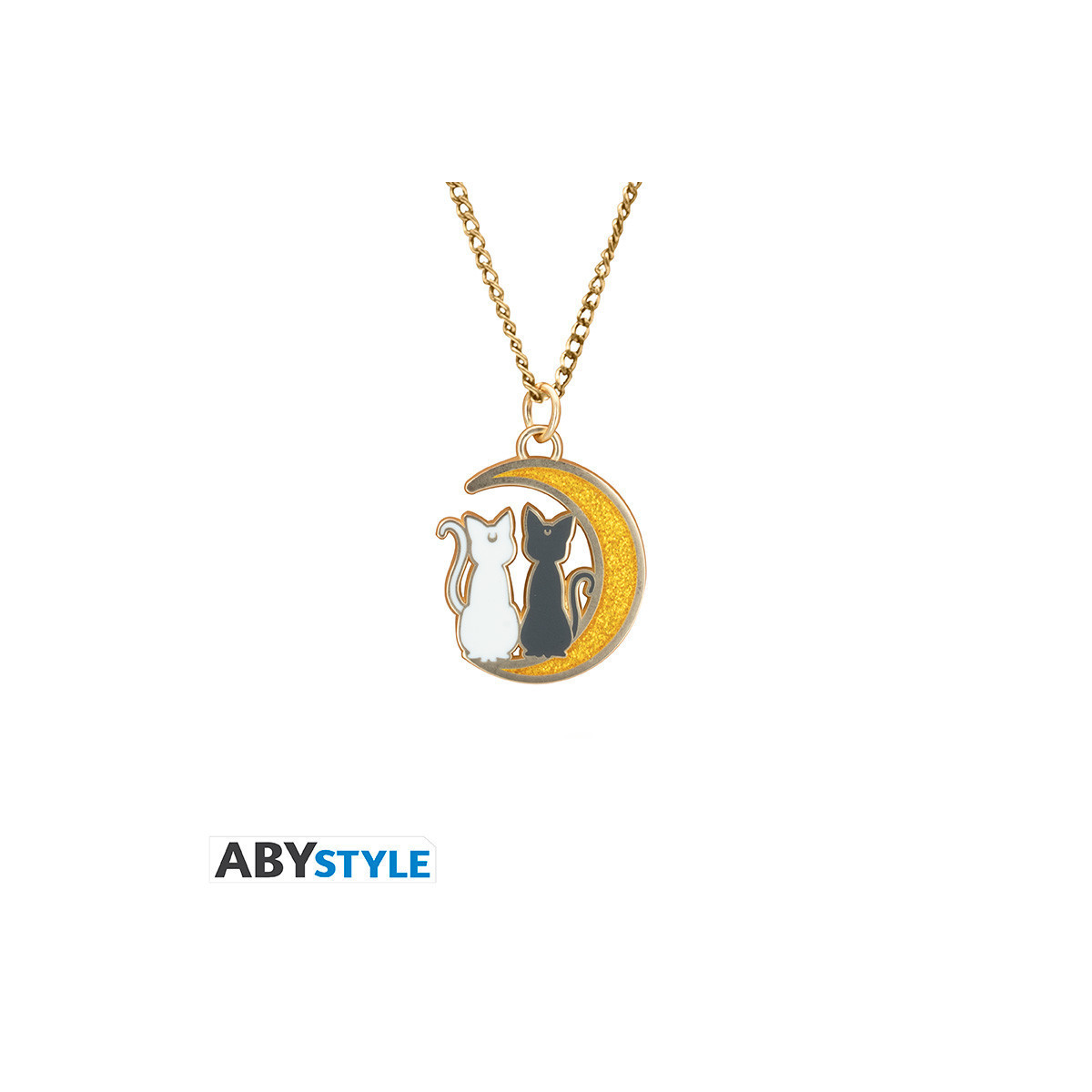 ABYstyle – Sailor Moon Halskette mit Anhänger „Katzen auf dem Mond“ – Luna & Artemis