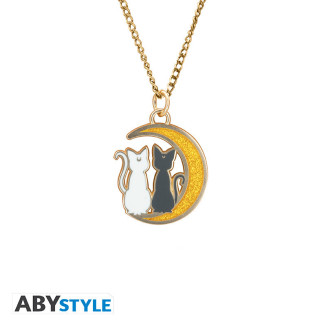 ABYstyle – Sailor Moon Halskette mit Anhänger „Katzen auf dem Mond“ – Luna & Artemis