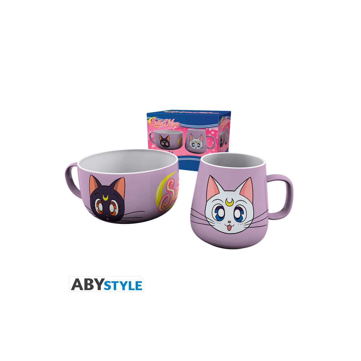 ABYstyle – „ Sailor Moon “-Frühstücksset: Becher + Schüssel „Luna & Artemis“