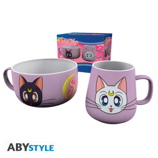 ABYstyle – „ Sailor Moon “-Frühstücksset: Becher + Schüssel „Luna & Artemis“