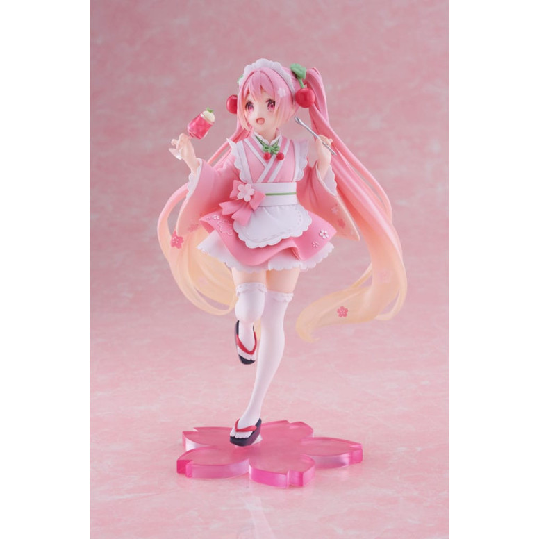 Taito AMP Fig – Hatsune Miku – „Newley Written“ Sakura Miku Japanese Cafe Ver. Neuauflage