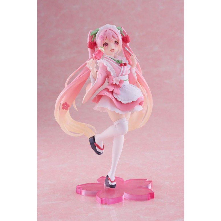 Taito AMP Fig – Hatsune Miku – „Newley Written“ Sakura Miku Japanese Cafe Ver. Neuauflage