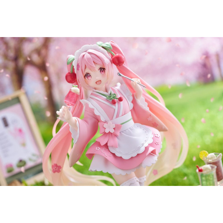 Taito AMP Fig – Hatsune Miku – „Newley Written“ Sakura Miku Japanese Cafe Ver. Neuauflage