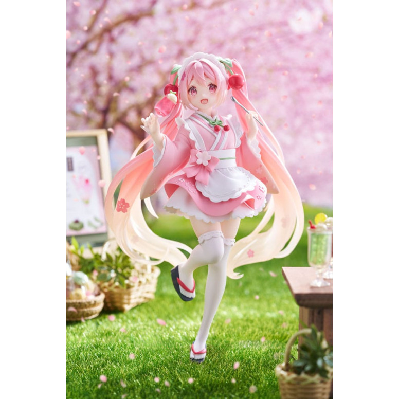 Taito AMP Fig – Hatsune Miku – „Newley Written“ Sakura Miku Japanese Cafe Ver. Neuauflage