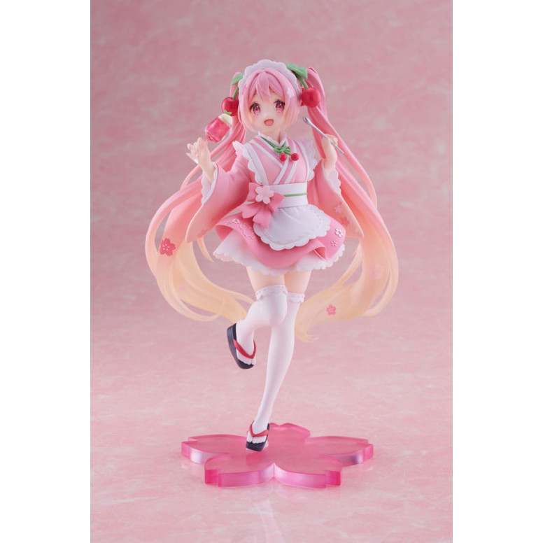 Taito AMP Fig – Hatsune Miku – „Newley Written“ Sakura Miku Japanese Cafe Ver. Neuauflage