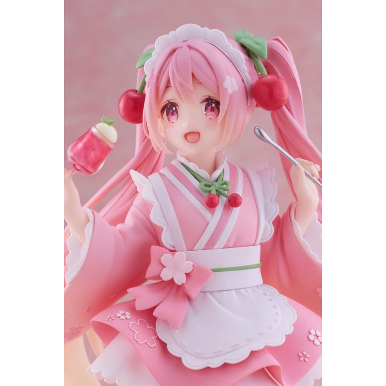 Taito AMP Fig – Hatsune Miku – „Newley Written“ Sakura Miku Japanese Cafe Ver. Neuauflage
