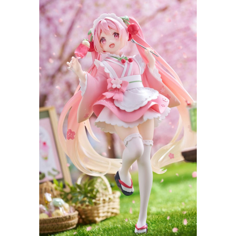 Taito AMP Fig – Hatsune Miku – „Newley Written“ Sakura Miku Japanese Cafe Ver. Neuauflage