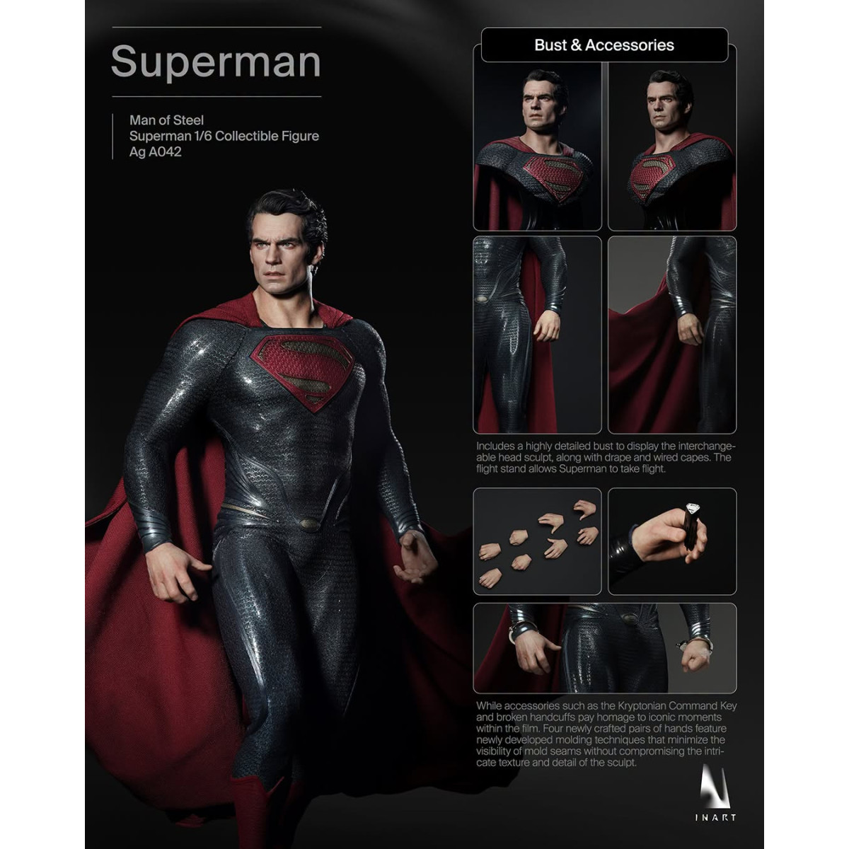INART –  „ Superman “ Sammlerfigur im Maßstab 1:6 – Man of Steel (2013)