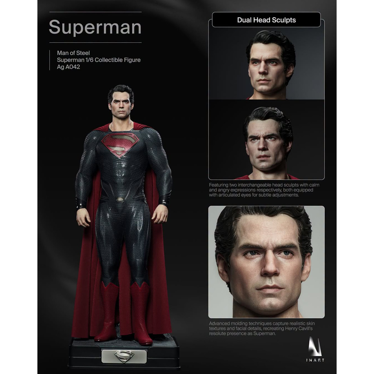 INART –  „ Superman “ Sammlerfigur im Maßstab 1:6 – Man of Steel (2013)