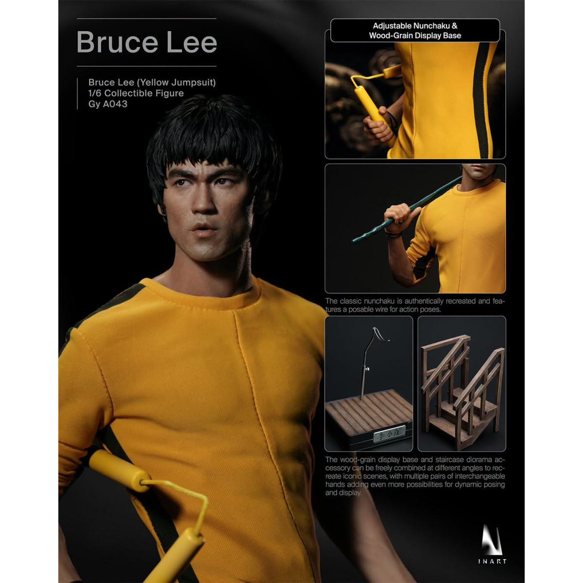 INART – „ Bruce Lee “ (gelber Overall) 1/6-Sammlerfigur – Das Spiel des Todes