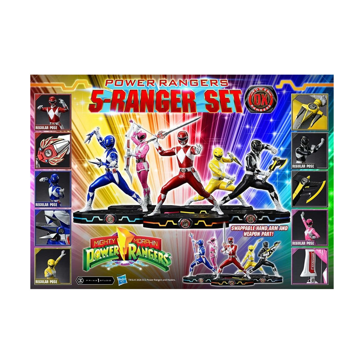 Prime 1 Studio - Mighty Morphin Power Rangers, Premium Masterline, 5er-Set mit Figuren im Maßstab 1:4, Deluxe-Version